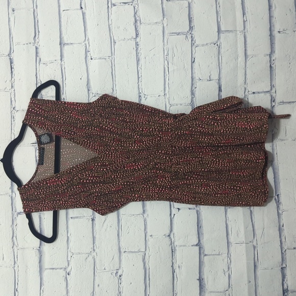 Apostrophe Stretch Brown Polka Dot Blouse Top Women's Size Small - Picture 1 of 7